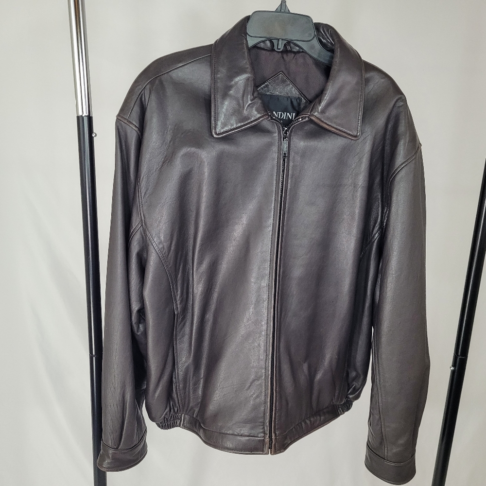 VINTAGE 90s / Y2K Brandini Black SOFT Leather Jacket. Size Large.
